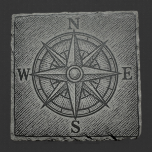 Square Slate Coaster - Compass Rose