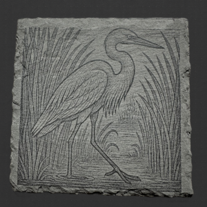 Square Slate Coaster - Heron
