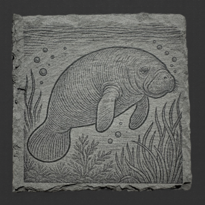 Square Slate Coaster - Manatee