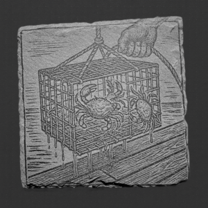 Square Slate Coaster - Crab Trap