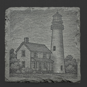 Square Slate Coaster - Lighthouse